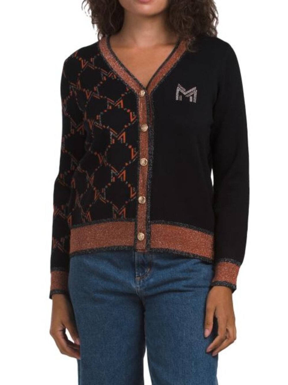 NANCY YANG Argyle Cardigan